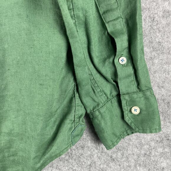 Bensimon 100% Linen Shirt Mens Small Green Button Down Long Sleeve Preppy - Picture 12 of 13